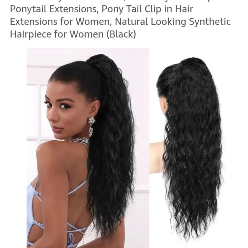 Amazon Black Wavy Synthetic Ponytail‎ Extension